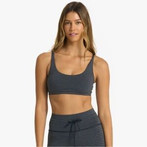 Vuori Charcoal and Black Striped Sports Bra